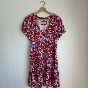 Anthropologie Red and Purple Floral Mini Dress